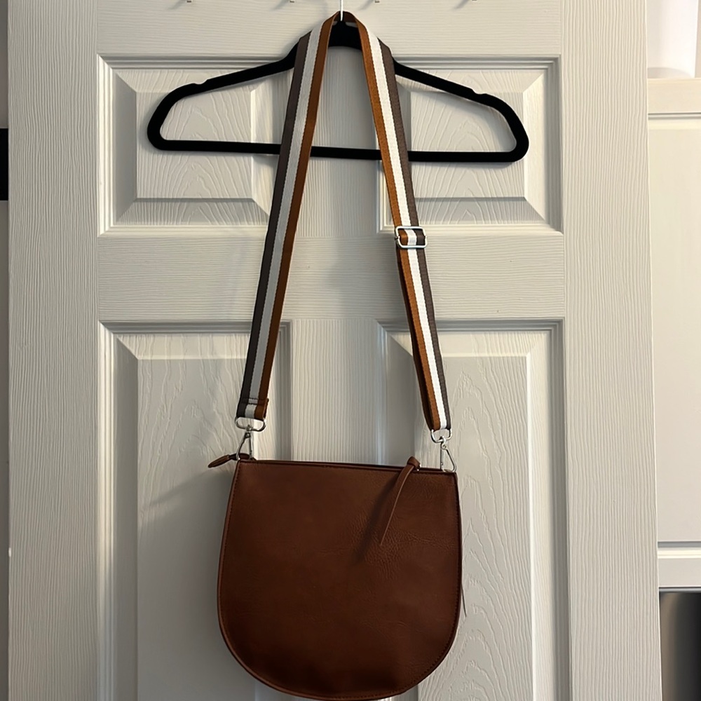 K.Carroll accessories cross body saddle bag with stripe strap